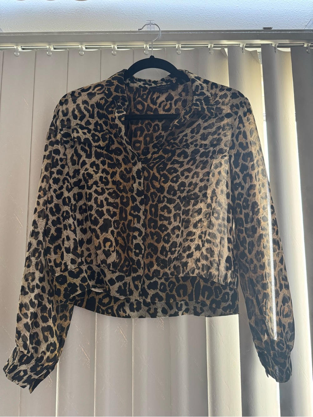 All Saints Leopard Print Button-Front Blouse - Brown/Black